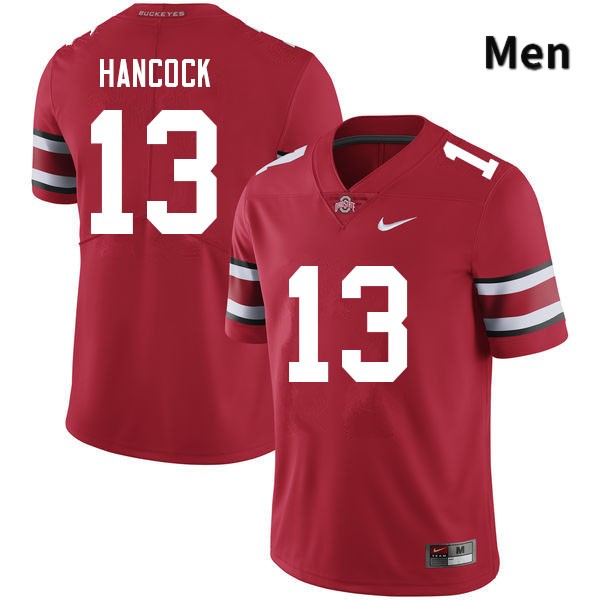 Ohio State Buckeyes Jordan Hancock Men's #13 Red Authentic Stitched College Football Jersey